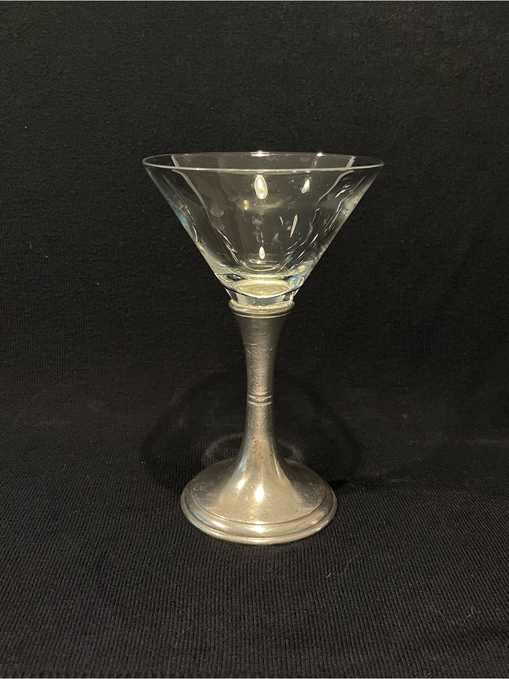 Arte Italica Verona Martini Glass 7” Tall Pewter & Glass Handmade Stamped.